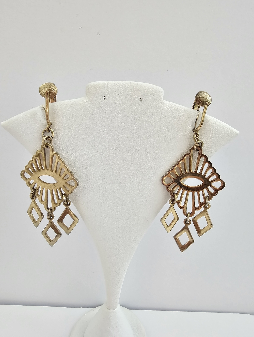 Vintage 1970s Sarah Coventry "Golden Web" Clip-On Earrings - Modernist Openwork